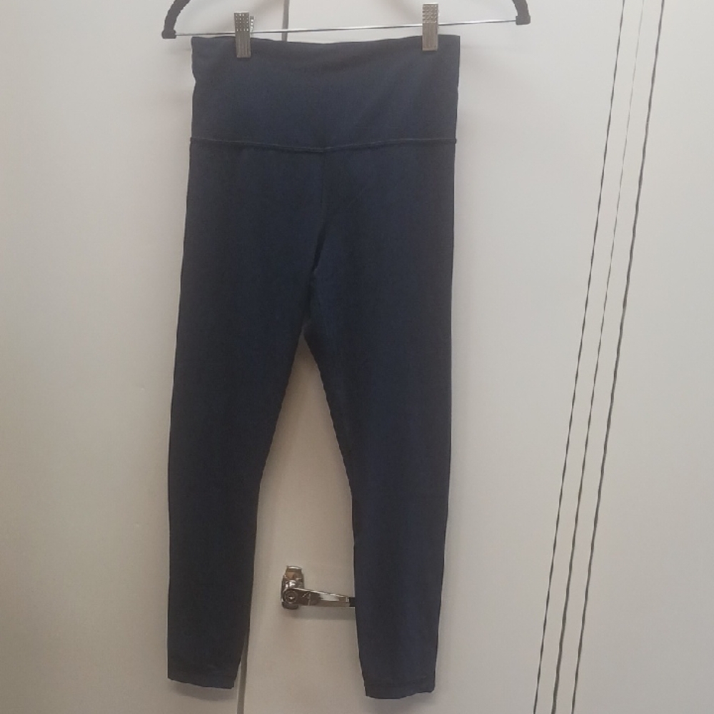 Lot Of 3 Athleta Elation 7/8 Tights Navy Blue , Black And Blue Green in color.